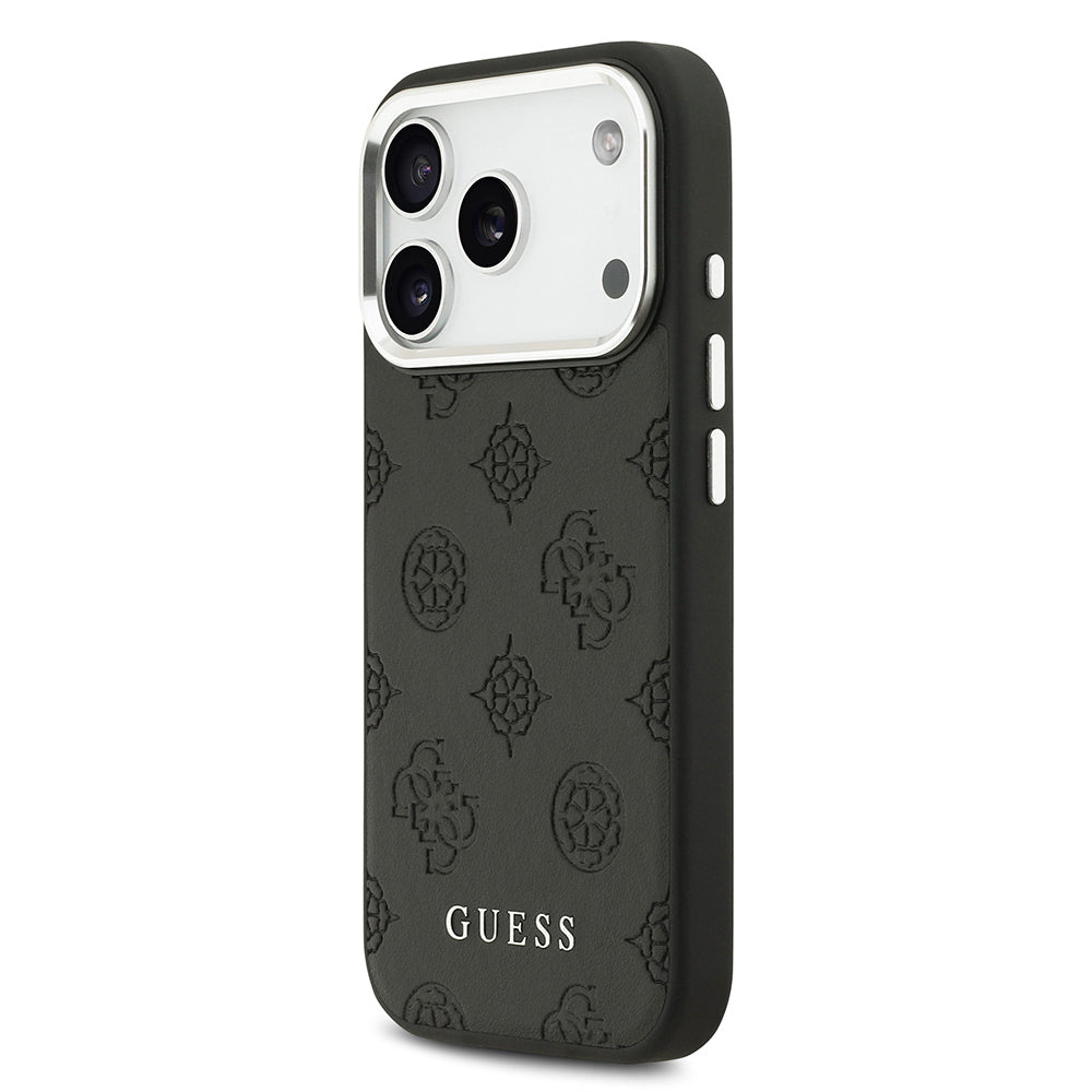 Apple iPhone 17 Pro Kılıf Guess Orjinal Lisanslı M-safe Şarj Özellikli Sıcak Baskılı Klasik Yazı Logolu PU Deri Peony Kapak