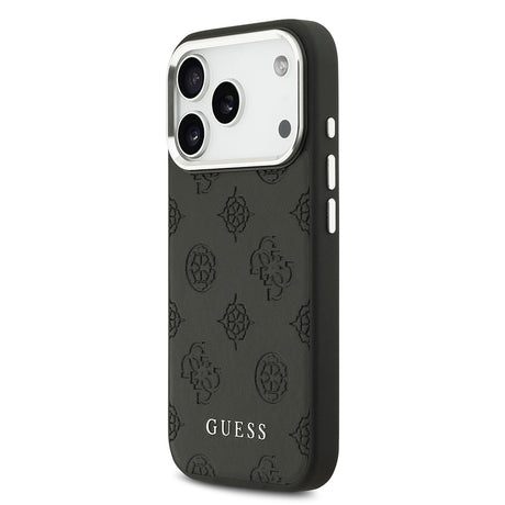 Apple iPhone 17 Pro Kılıf Guess Orjinal Lisanslı M-safe Şarj Özellikli Sıcak Baskılı Klasik Yazı Logolu PU Deri Peony Kapak