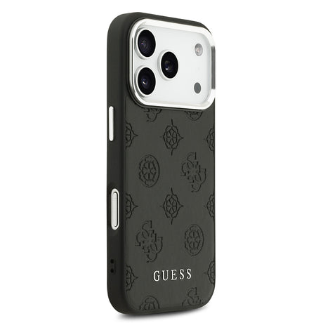 Apple iPhone 17 Pro Kılıf Guess Orjinal Lisanslı M-safe Şarj Özellikli Sıcak Baskılı Klasik Yazı Logolu PU Deri Peony Kapak