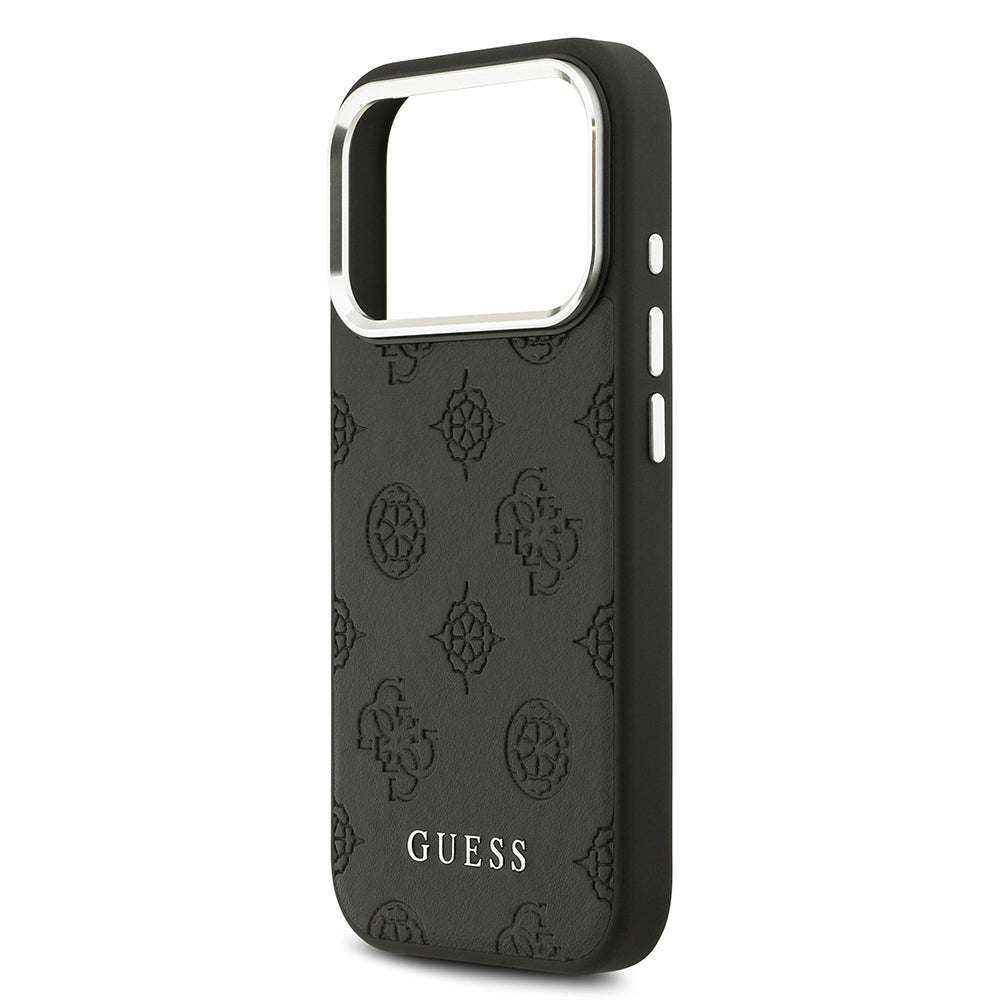Apple iPhone 17 Pro Kılıf Guess Orjinal Lisanslı M-safe Şarj Özellikli Sıcak Baskılı Klasik Yazı Logolu PU Deri Peony Kapak