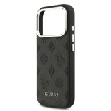Apple iPhone 17 Pro Kılıf Guess Orjinal Lisanslı M-safe Şarj Özellikli Sıcak Baskılı Klasik Yazı Logolu PU Deri Peony Kapak