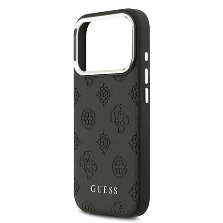 Apple iPhone 17 Pro Kılıf Guess Orjinal Lisanslı M-safe Şarj Özellikli Sıcak Baskılı Klasik Yazı Logolu PU Deri Peony Kapak