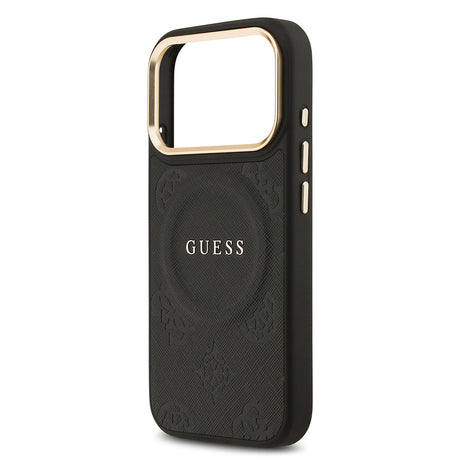 Apple iPhone 17 Pro Kılıf Guess Orjinal Lisanslı M-safe Şarj Özellikli Sıcak Baskılı Yazı Logolu PU Deri Peony Kapak