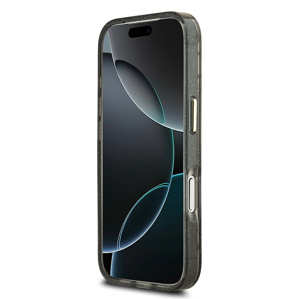 Apple iPhone 17 Pro Kılıf Guess Orjinal Lisanslı M-safe Şarj Özellikli Simli Çiçek Desenli Metal Kamera Çerçeveli Üçgen Logolu Kapak
