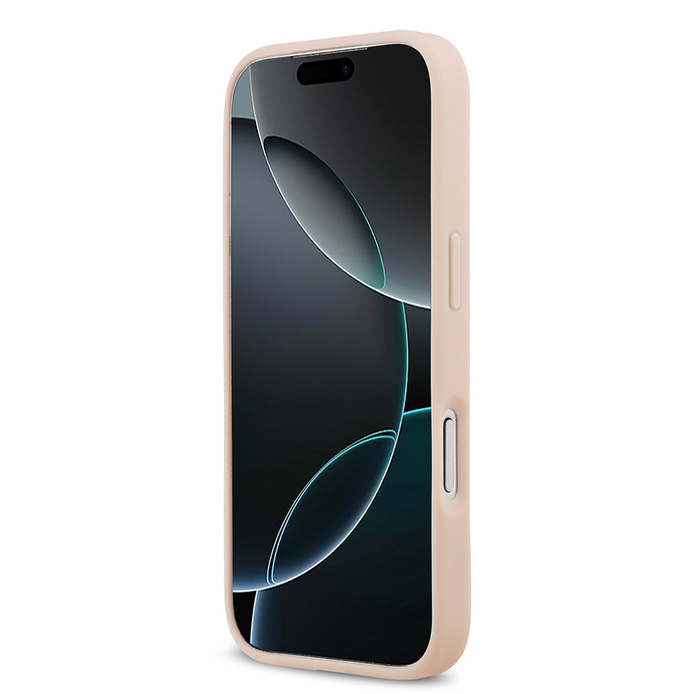 Apple iPhone 17 Pro Kılıf Guess Orjinal Lisanslı M-safe Şarj Özellikli Taneli Çiçek Tasarımlı Metal Yazı Logolu Kapak