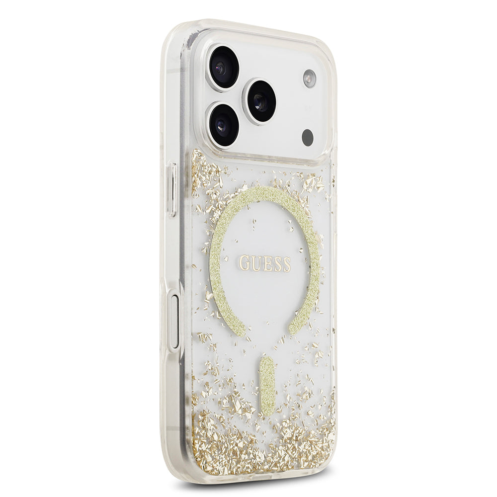 Apple iPhone 17 Pro Kılıf Guess Orjinal Lisanslı M-safe Şarj Özellikli Transparan Resin Bottom Kapak