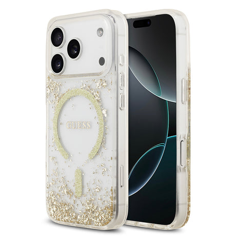 Apple iPhone 17 Pro Kılıf Guess Orjinal Lisanslı M-safe Şarj Özellikli Transparan Resin Bottom Kapak