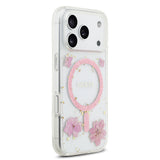 Apple iPhone 17 Pro Kılıf Guess Orjinal Lisanslı M-safe Şarj Özellikli Transparan Resin Flowers Kapak