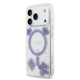 Apple iPhone 17 Pro Kılıf Guess Orjinal Lisanslı M-safe Şarj Özellikli Transparan Resin Flowers Kapak
