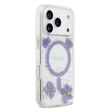Apple iPhone 17 Pro Kılıf Guess Orjinal Lisanslı M-safe Şarj Özellikli Transparan Resin Flowers Kapak