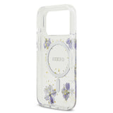Apple iPhone 17 Pro Kılıf Guess Orjinal Lisanslı M-safe Şarj Özellikli Transparan Resin Flowers Kapak