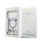 Apple iPhone 17 Pro Kılıf Guess Orjinal Lisanslı M-safe Şarj Özellikli Transparan Resin Flowers Kapak