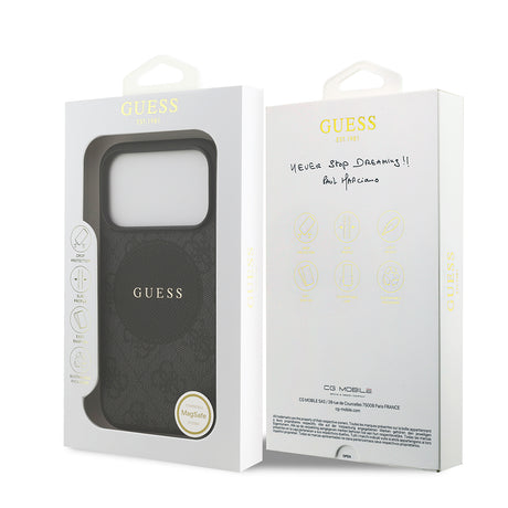 Apple iPhone 17 Pro Kılıf Guess Orjinal Lisanslı M-safe Şarj Özellikli Yazı Logolu Circle Classic Kapak