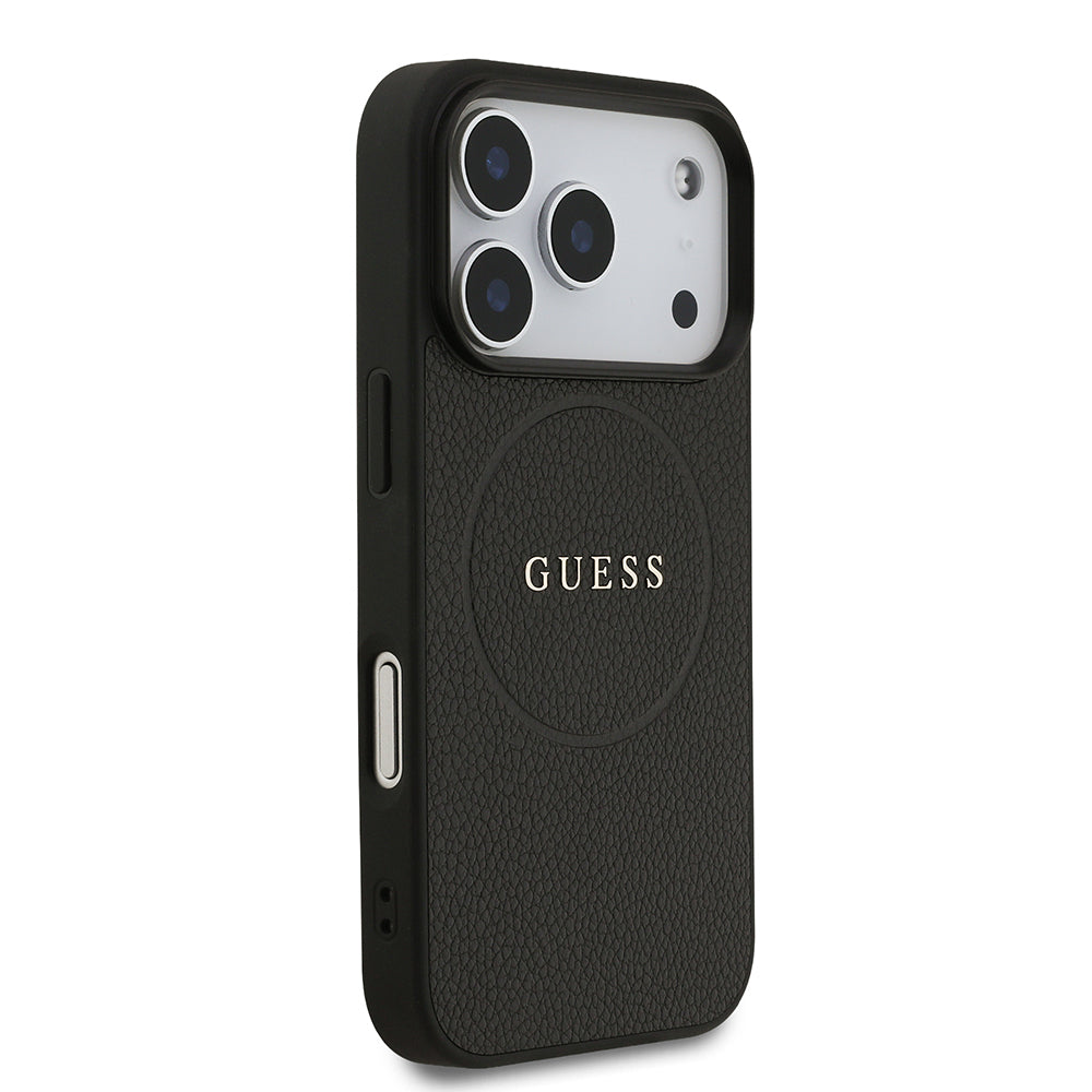 Apple iPhone 17 Pro Kılıf Guess Orjinal Lisanslı M-safe Şarj Özellikli Yazı Logolu PU Deri Kapak