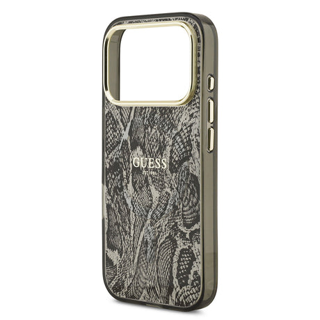 Apple iPhone 17 Pro Kılıf Guess Orjinal Lisanslı M-safe Şarj Özellikli Yazı Logolu Python Desenli Kapak