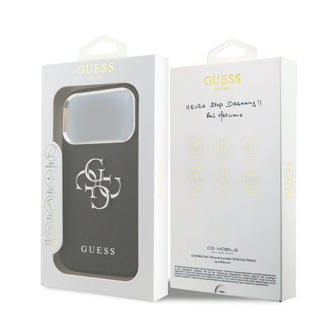 Apple iPhone 17 Pro Kılıf Guess Orjinal Lisanslı PU Deri 4G Büyük Metal Logo Dizaynlı Kapak