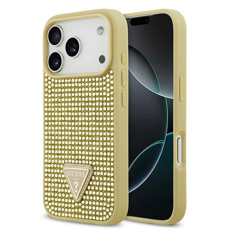 Apple iPhone 17 Pro Kılıf Guess Orjinal Lisanslı Taşlı Arka Yüzey Üçgen Logolu Kapak