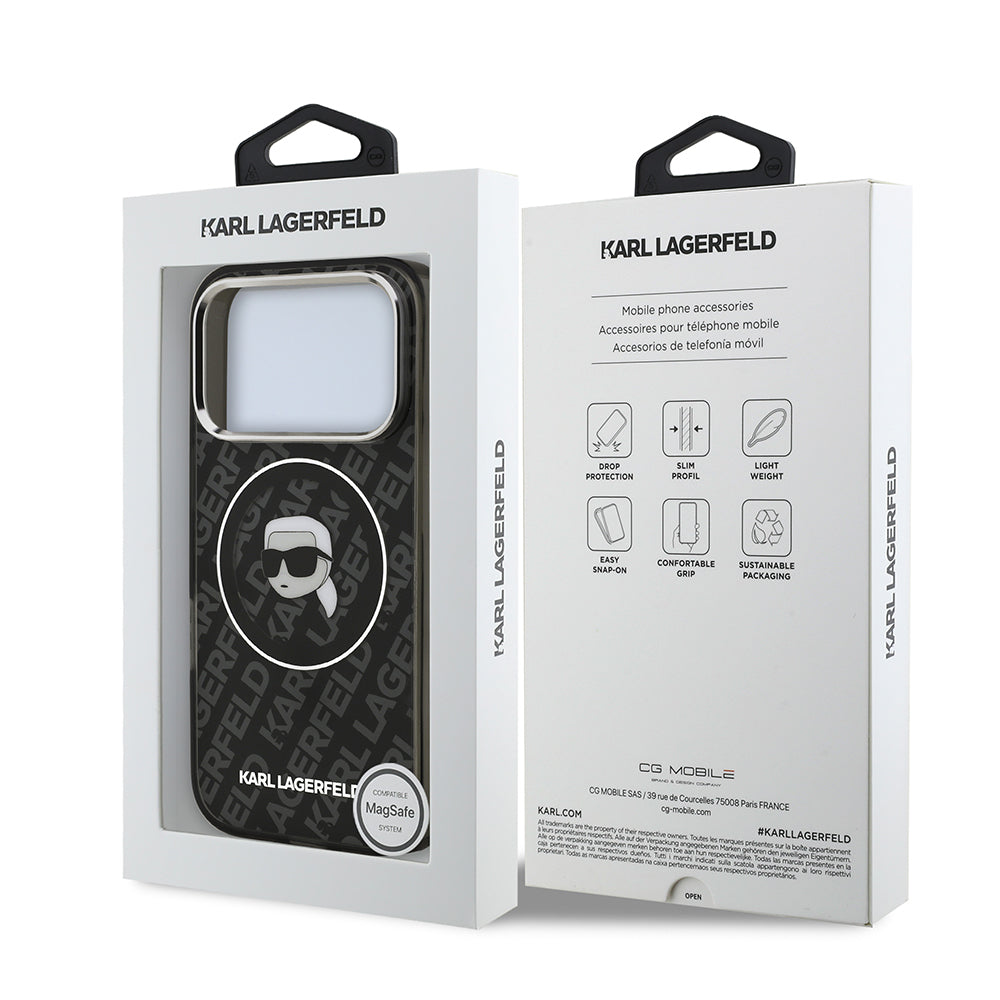 Apple iPhone 17 Pro Kılıf Karl Lagerfeld Orjinal Lisanslı IML Baskılı KL Heads Kapak