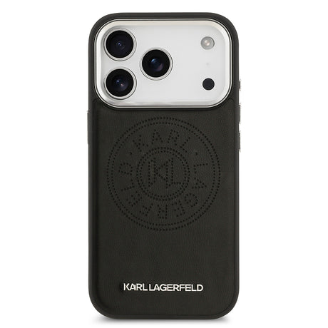 Apple iPhone 17 Pro Kılıf Karl Lagerfeld Orjinal Lisanslı M-safe Şarj Özellikli Delikli Tasarım Metal Logolu PU Deri Kapak