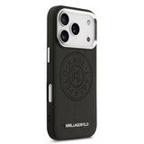 Apple iPhone 17 Pro Kılıf Karl Lagerfeld Orjinal Lisanslı M-safe Şarj Özellikli Delikli Tasarım Metal Logolu PU Deri Kapak