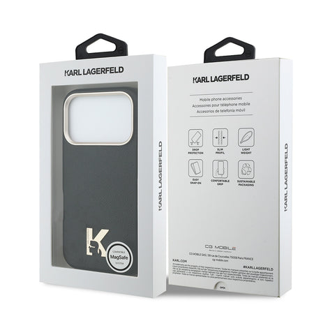 Apple iPhone 17 Pro Kılıf Karl Lagerfeld Orjinal Lisanslı M-safe Şarj Özellikli Gold Kamera Çerçeveli KHEAD Metal Logolu PU Deri Kapak