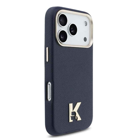 Apple iPhone 17 Pro Kılıf Karl Lagerfeld Orjinal Lisanslı M-safe Şarj Özellikli Gold Kamera Çerçeveli KHEAD Metal Logolu PU Deri Kapak