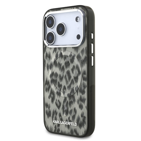 Apple iPhone 17 Pro Kılıf Karl Lagerfeld Orjinal Lisanslı M-safe Şarj Özellikli IML Leopar Baskılı Kapak