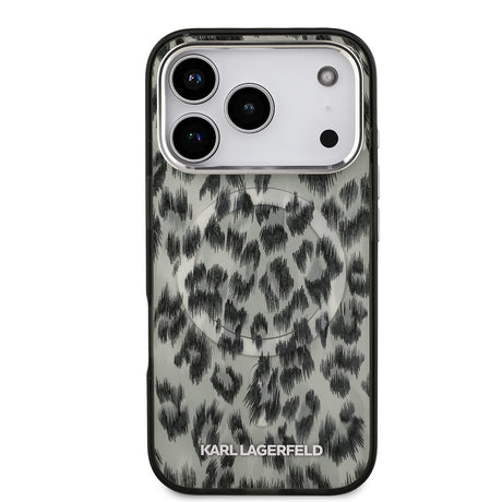 Apple iPhone 17 Pro Kılıf Karl Lagerfeld Orjinal Lisanslı M-safe Şarj Özellikli IML Leopar Baskılı Kapak