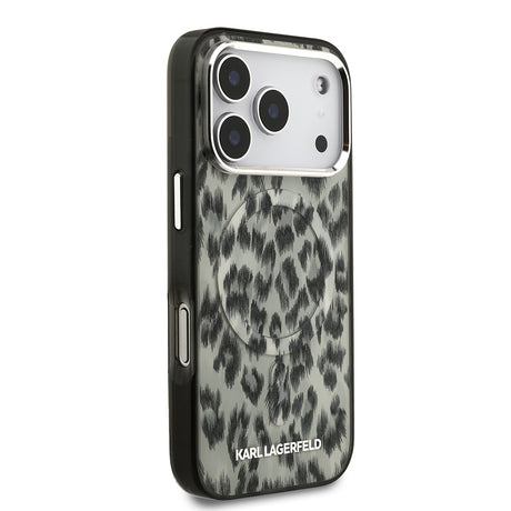 Apple iPhone 17 Pro Kılıf Karl Lagerfeld Orjinal Lisanslı M-safe Şarj Özellikli IML Leopar Baskılı Kapak