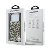 Apple iPhone 17 Pro Kılıf Karl Lagerfeld Orjinal Lisanslı M-safe Şarj Özellikli IML Leopar Baskılı Kapak