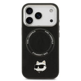 Apple iPhone 17 Pro Kılıf Karl Lagerfeld Orjinal Lisanslı M-safe Şarj Özellikli Metal Kamera ve Buton Tasarımlı Choupette PU Deri Kapak