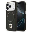 Apple iPhone 17 Pro Kılıf Karl Lagerfeld Orjinal Lisanslı M-safe Şarj Özellikli Metal Kamera ve Buton Tasarımlı Karl PU Deri Kapak