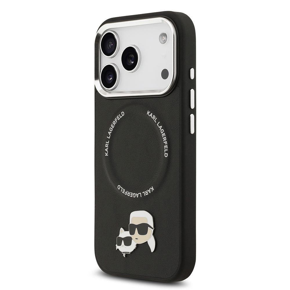 Apple iPhone 17 Pro Kılıf Karl Lagerfeld Orjinal Lisanslı M-safe Şarj Özellikli Metal Kamera ve Buton Tasarımlı K&C PU Deri Kapak