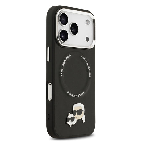 Apple iPhone 17 Pro Kılıf Karl Lagerfeld Orjinal Lisanslı M-safe Şarj Özellikli Metal Kamera ve Buton Tasarımlı K&C PU Deri Kapak