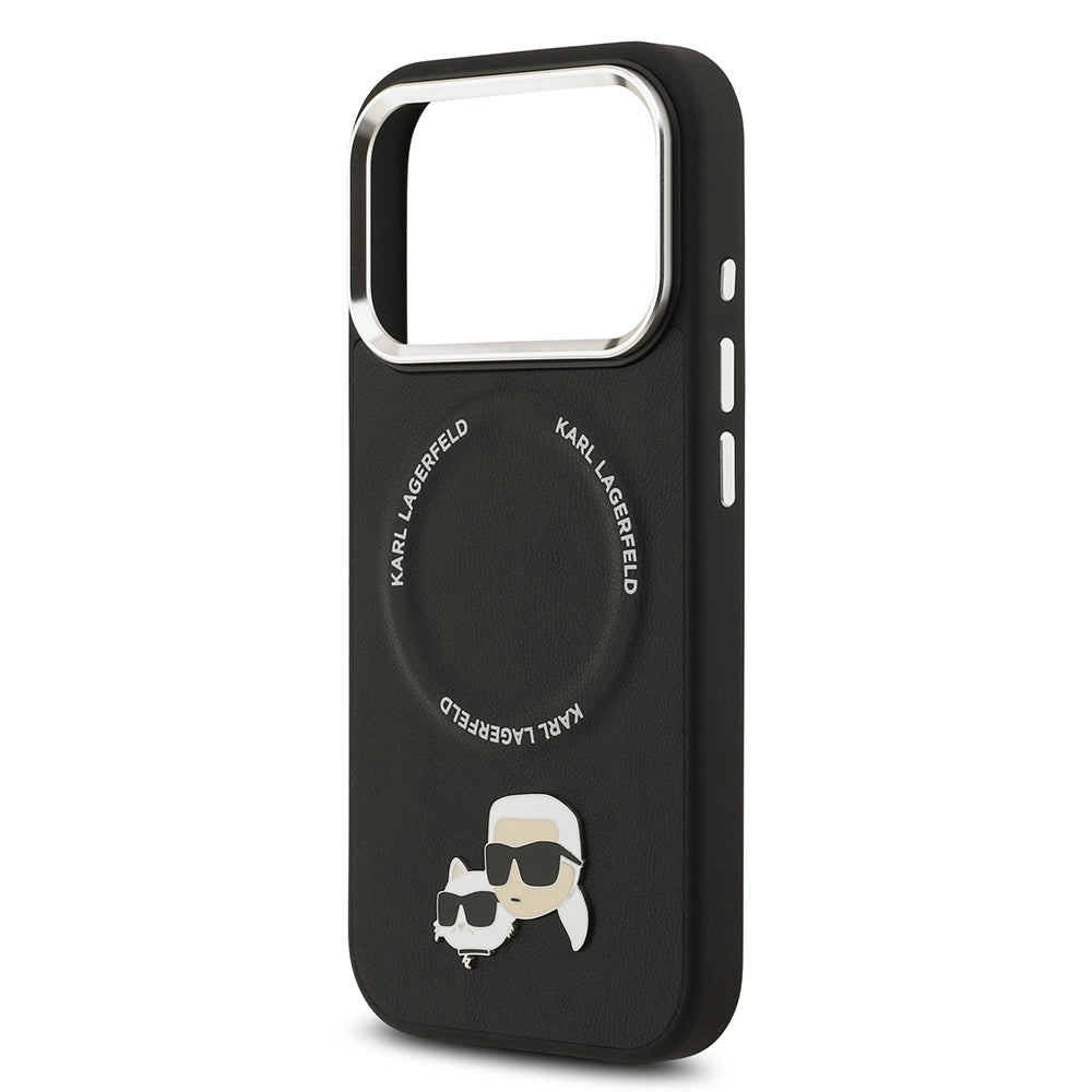 Apple iPhone 17 Pro Kılıf Karl Lagerfeld Orjinal Lisanslı M-safe Şarj Özellikli Metal Kamera ve Buton Tasarımlı K&C PU Deri Kapak