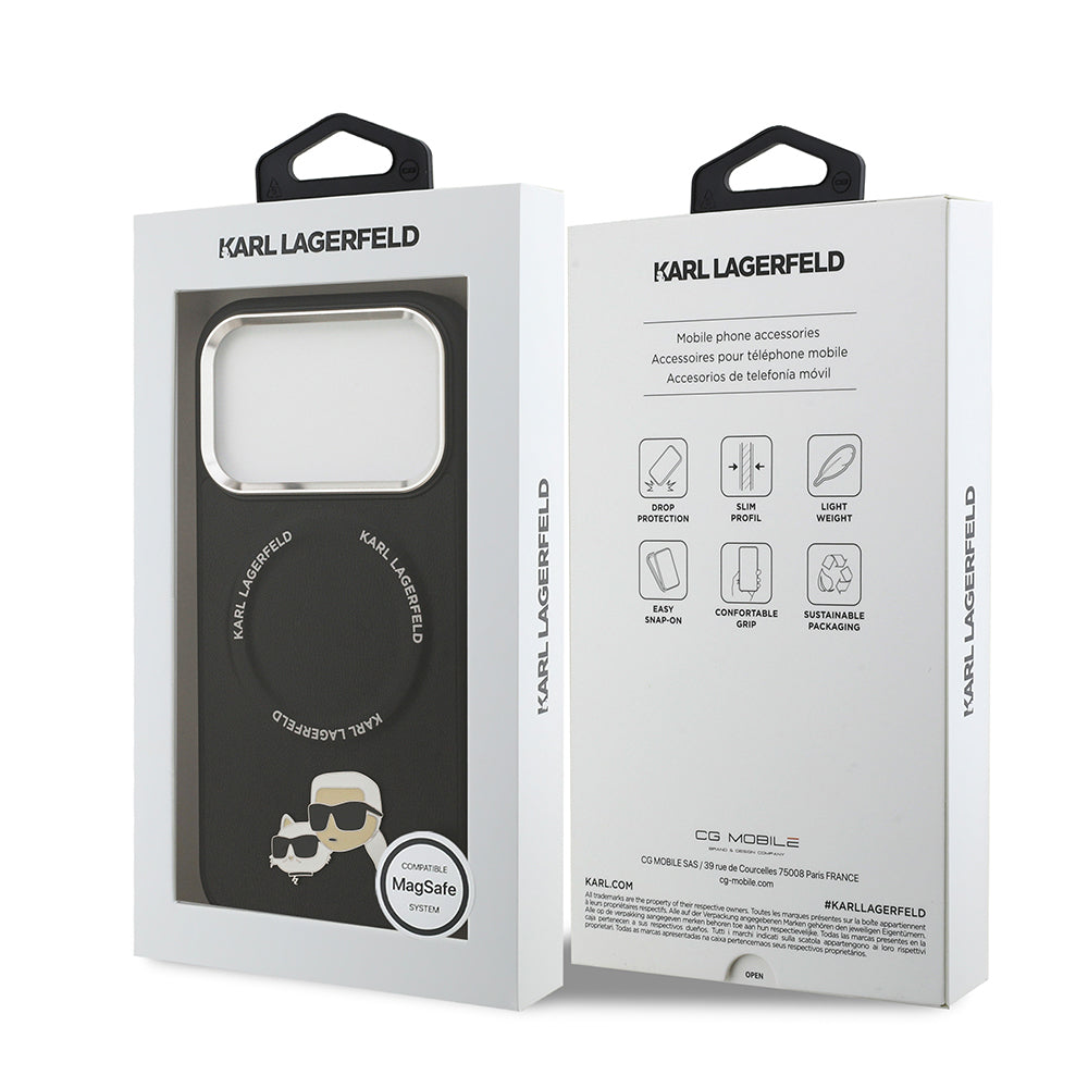 Apple iPhone 17 Pro Kılıf Karl Lagerfeld Orjinal Lisanslı M-safe Şarj Özellikli Metal Kamera ve Buton Tasarımlı K&C PU Deri Kapak