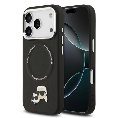 Apple iPhone 17 Pro Kılıf Karl Lagerfeld Orjinal Lisanslı M-safe Şarj Özellikli Metal Kamera ve Buton Tasarımlı K&C PU Deri Kapak