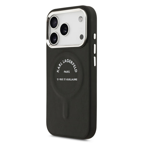 Apple iPhone 17 Pro Kılıf Karl Lagerfeld Orjinal Lisanslı M-safe Şarj Özellikli Metal Kamera ve Buton Tasarımlı Paris RSG PU Deri Kapak