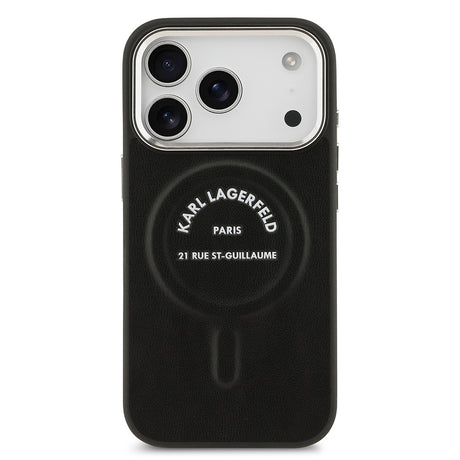 Apple iPhone 17 Pro Kılıf Karl Lagerfeld Orjinal Lisanslı M-safe Şarj Özellikli Metal Kamera ve Buton Tasarımlı Paris RSG PU Deri Kapak