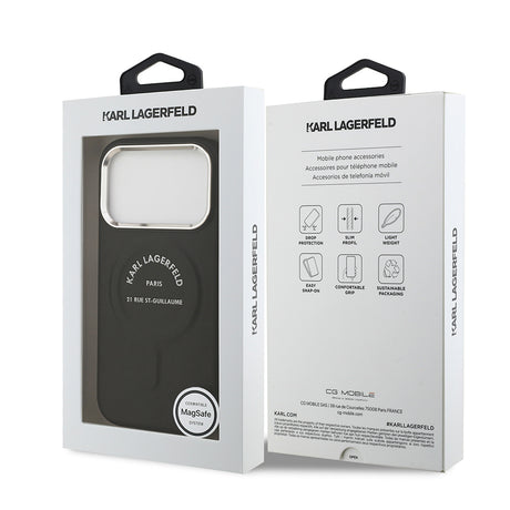 Apple iPhone 17 Pro Kılıf Karl Lagerfeld Orjinal Lisanslı M-safe Şarj Özellikli Metal Kamera ve Buton Tasarımlı Paris RSG PU Deri Kapak