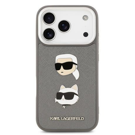 Apple iPhone 17 Pro Kılıf Karl Lagerfeld Orjinal Lisanslı Metal Logolu K&C Heads Pin Kapak
