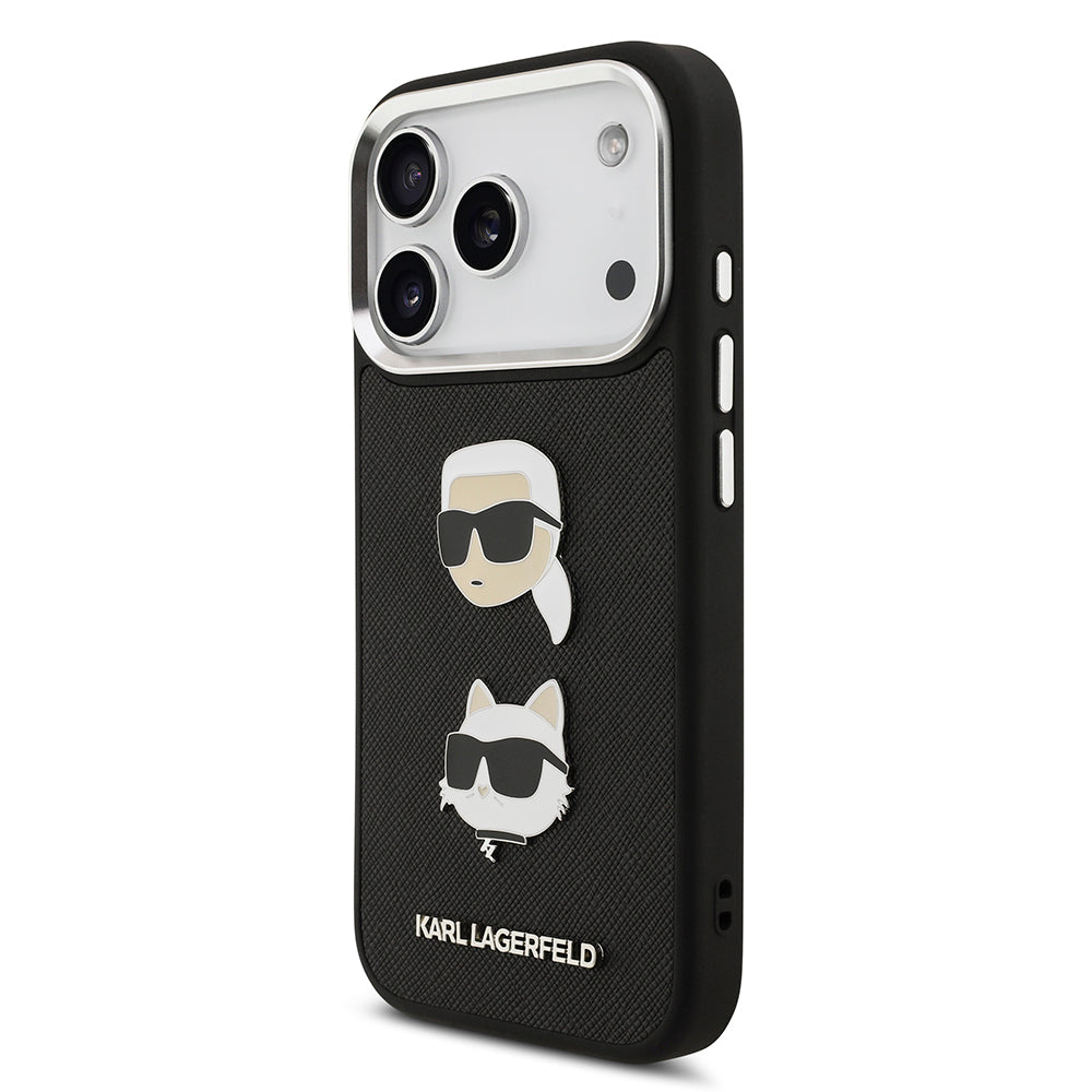Apple iPhone 17 Pro Kılıf Karl Lagerfeld Orjinal Lisanslı Metal Logolu K&C Heads Pin Kapak