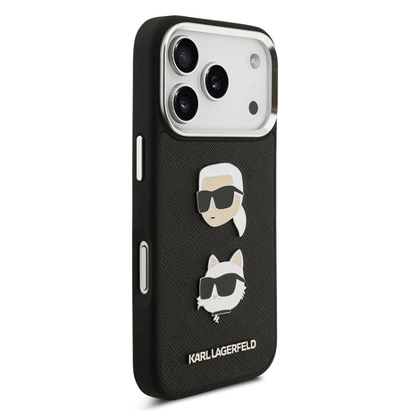 Apple iPhone 17 Pro Kılıf Karl Lagerfeld Orjinal Lisanslı Metal Logolu K&C Heads Pin Kapak