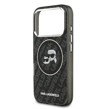 Apple iPhone 17 Pro Kılıf Karl Lagerfeld Orjinal Lisanslı Parlayan Simli Karl & Choupette Heads Kapak