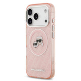 Apple iPhone 17 Pro Kılıf Karl Lagerfeld Orjinal Lisanslı Parlayan Simli Karl & Choupette Heads Kapak