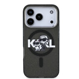 Apple iPhone 17 Pro Kılıf Karl Lagerfeld Orjinal Lisanslı Parlayan Simli Karl & Choupette Sketch Logo Kapak