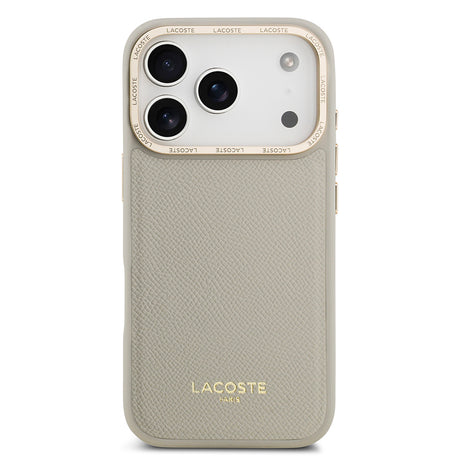 Apple iPhone 17 Pro Kılıf Lacoste Orjinal Lisanslı M-safe Şarj Özellikli Champs Elysees PU Deri Tasarımlı Kapak