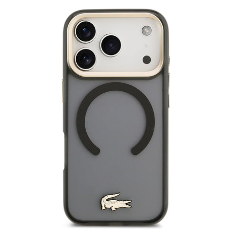 Apple iPhone 17 Pro Kılıf Lacoste Orjinal Lisanslı M-safe Şarj Özellikli Gold Timsah Logolu Buzlu Kapak
