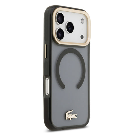 Apple iPhone 17 Pro Kılıf Lacoste Orjinal Lisanslı M-safe Şarj Özellikli Gold Timsah Logolu Buzlu Kapak