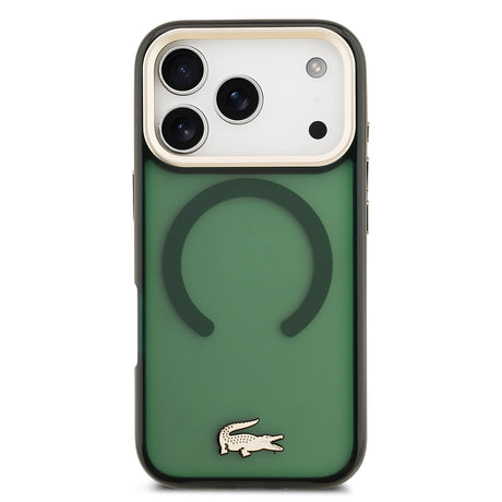 Apple iPhone 17 Pro Kılıf Lacoste Orjinal Lisanslı M-safe Şarj Özellikli Gold Timsah Logolu Buzlu Kapak